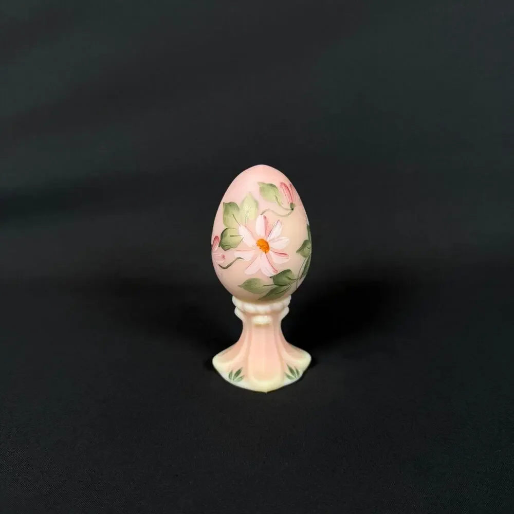 Fenton Uranium Glass Burmese Egg on Stand Pink Limited Edition 2078/3000
